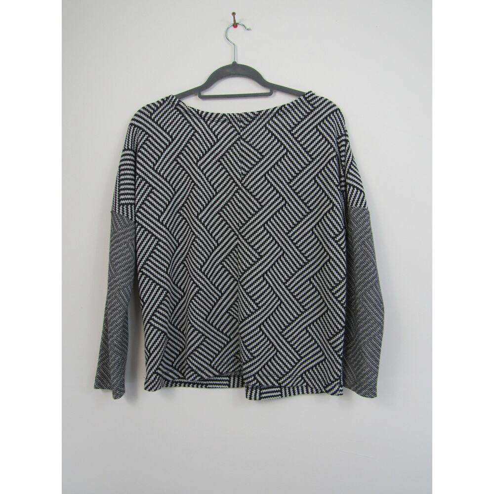Philosophy Medium Black & White Geometric Long Sleeve Top Basket Weave Maze - Picture 5 of 5